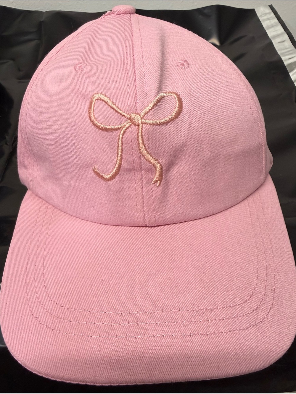 Pink Bow Embroidered Baseball Cap